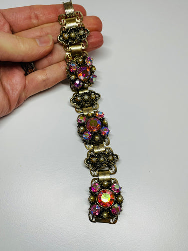 Pink AB Rhinestone Bracelet and Earrings set Devil's Details